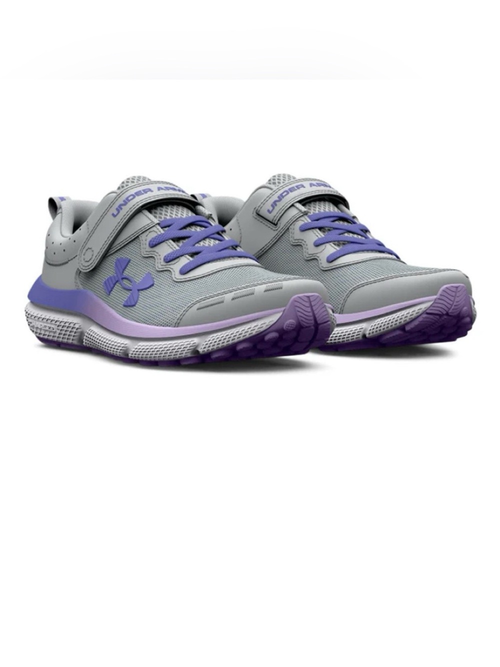 Under Armour Kids Gray and Purple Lightweight Sneaker - Picture 2 of 4
